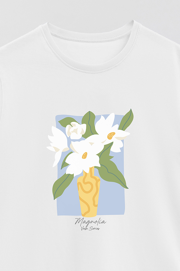 REMERA BASICA ESTAMPADA FLORAL MAGNOLIA