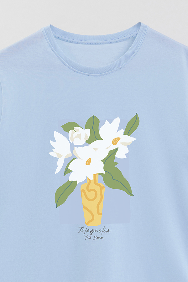 REMERA BASICA ESTAMPADA FLORAL MAGNOLIA