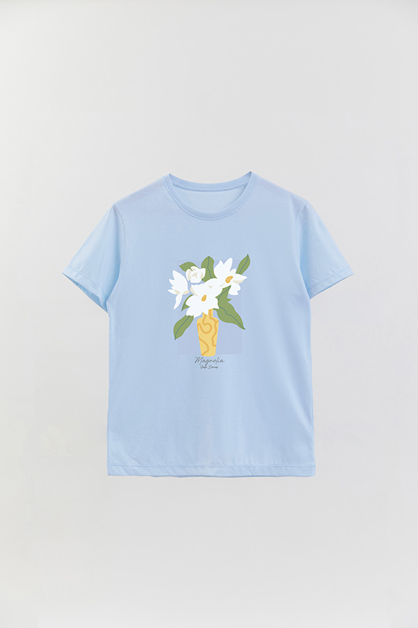 REMERA BASICA ESTAMPADA FLORAL MAGNOLIA
