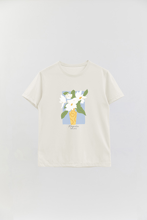 REMERA BASICA ESTAMPADA FLORAL MAGNOLIA