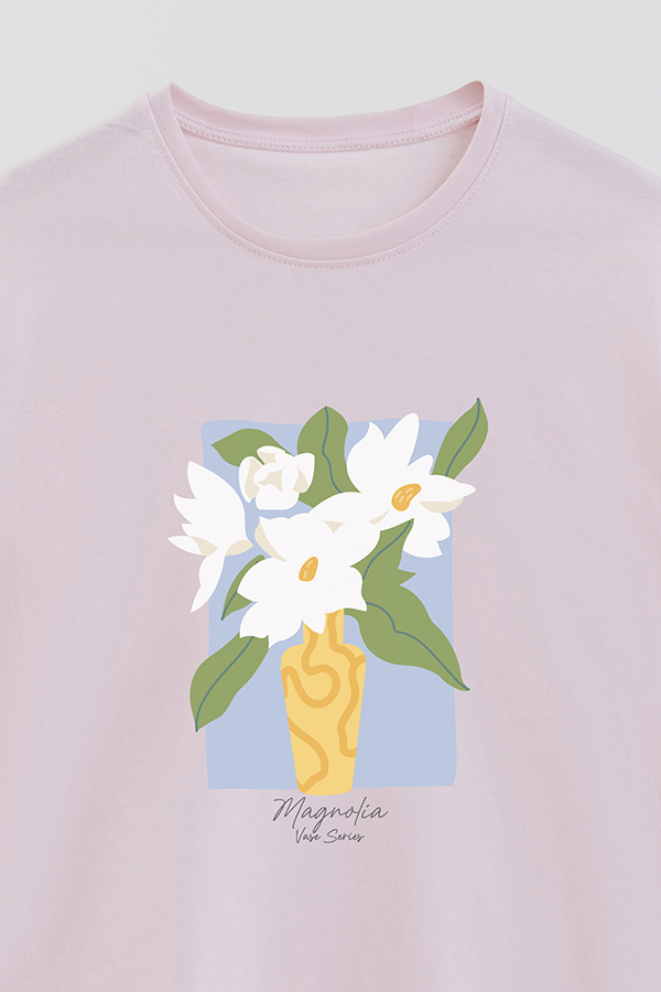 REMERA BASICA ESTAMPADA FLORAL MAGNOLIA