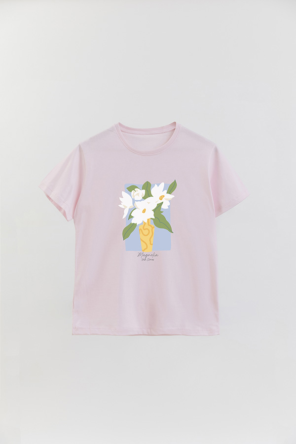 REMERA BASICA ESTAMPADA FLORAL MAGNOLIA