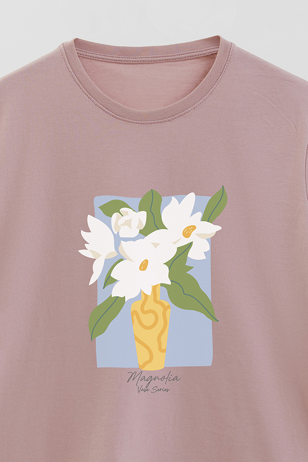 REMERA BASICA ESTAMPADA FLORAL MAGNOLIA