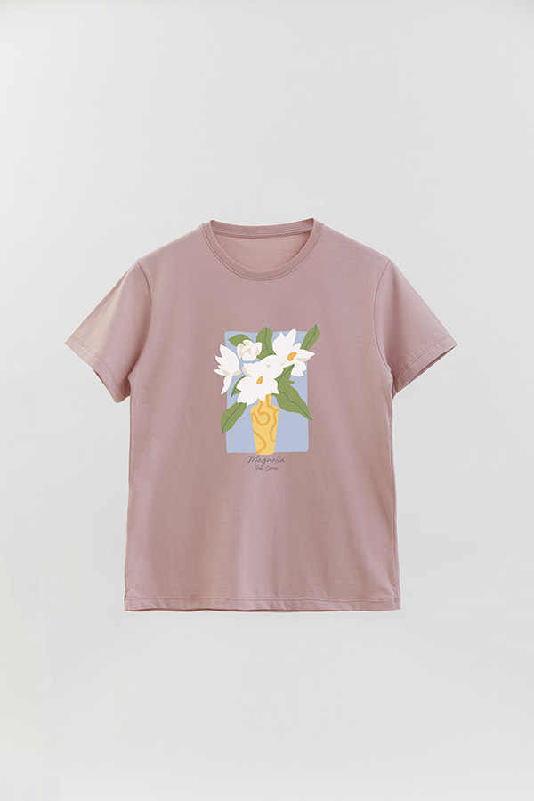 REMERA BASICA ESTAMPADA FLORAL MAGNOLIA