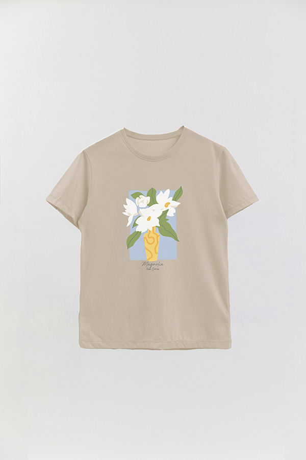 REMERA BASICA ESTAMPADA FLORAL MAGNOLIA