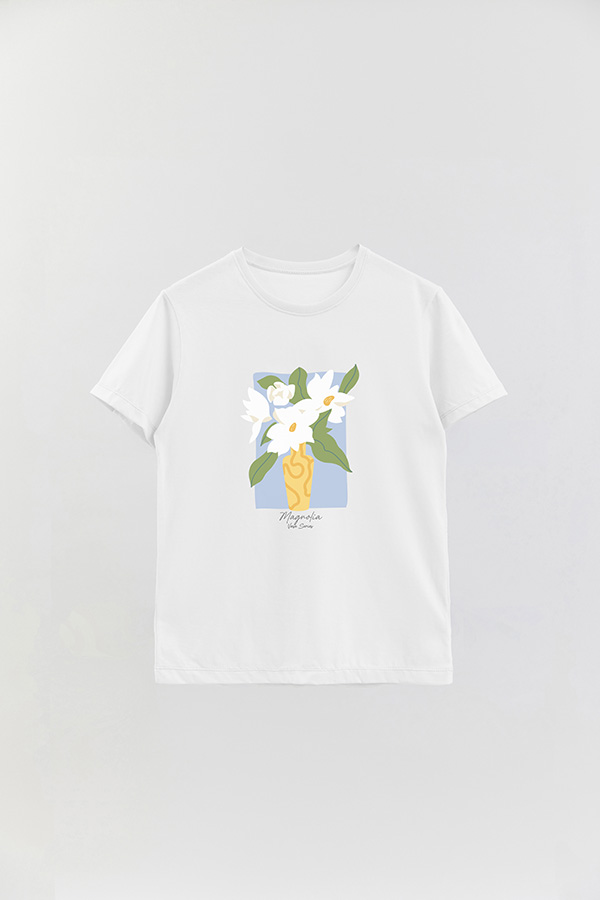REMERA BASICA ESTAMPADA FLORAL MAGNOLIA