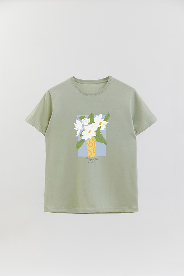 REMERA BASICA ESTAMPADA FLORAL MAGNOLIA