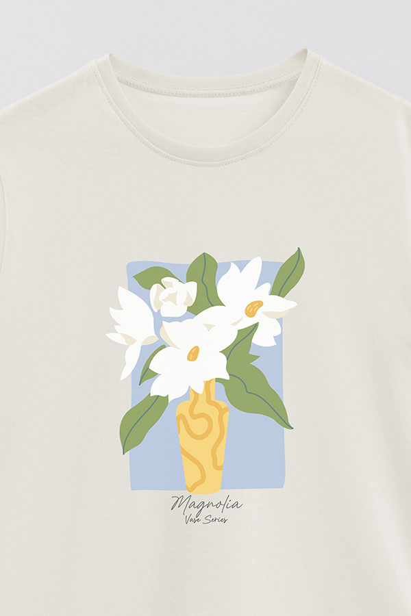REMERA BASICA ESTAMPADA FLORAL MAGNOLIA