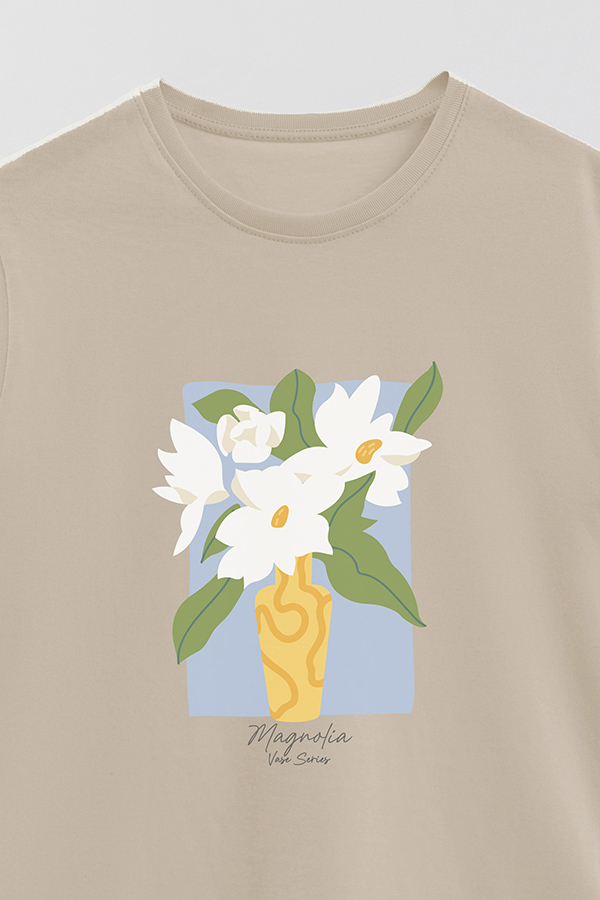 REMERA BASICA ESTAMPADA FLORAL MAGNOLIA