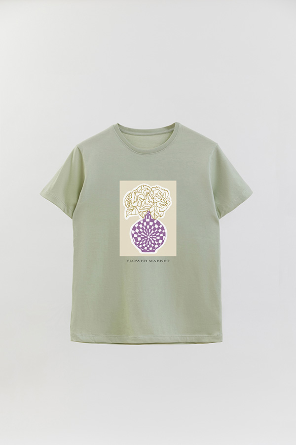 REMERA BASICA ESTAMPADA BOTANICAL PURPLE