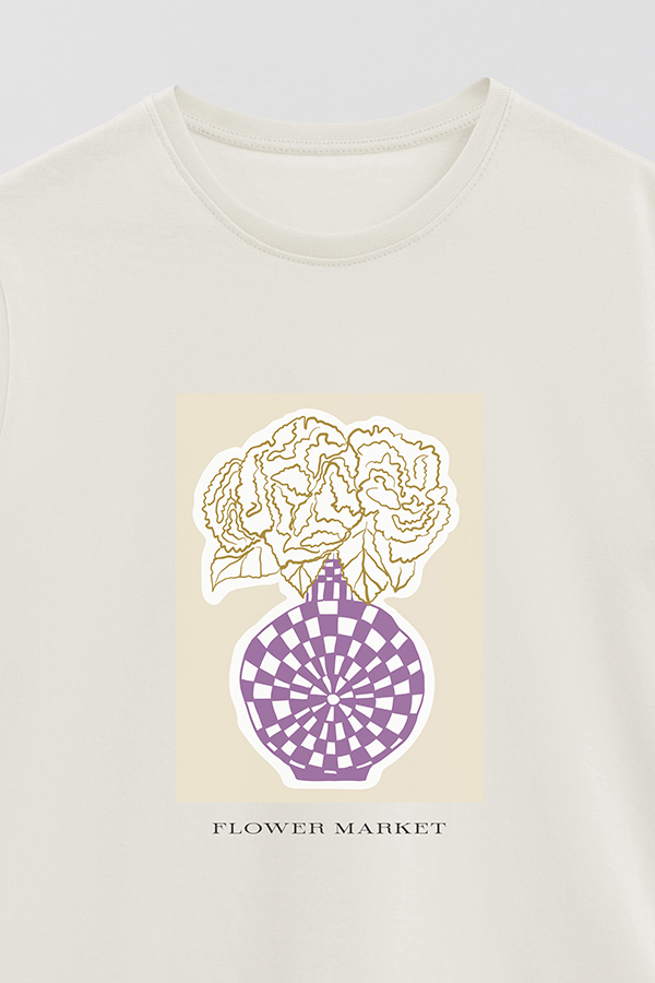 REMERA BASICA ESTAMPADA BOTANICAL PURPLE