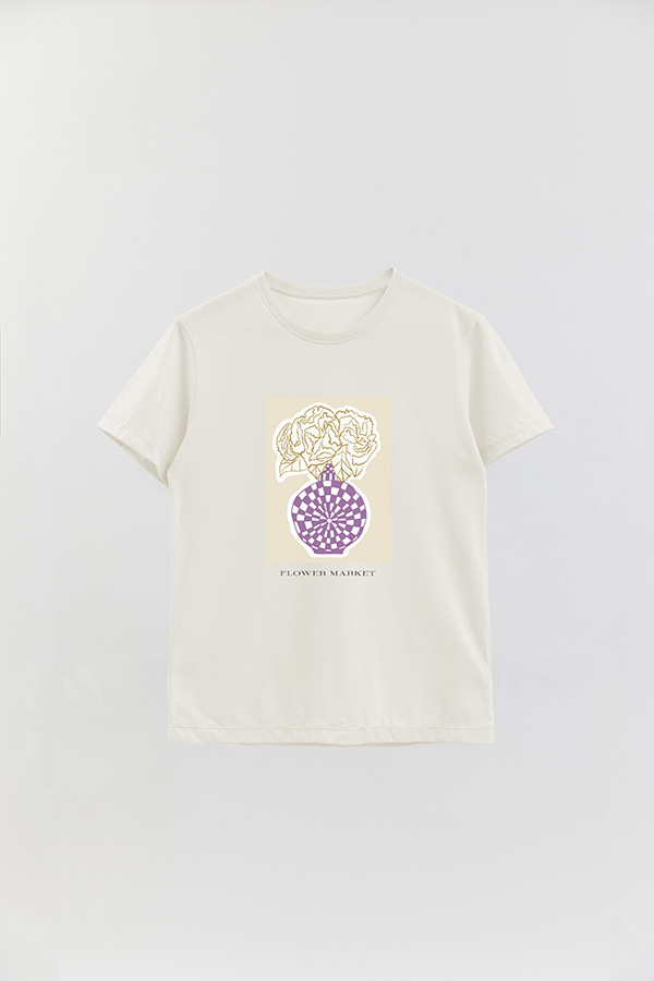 REMERA BASICA ESTAMPADA BOTANICAL PURPLE