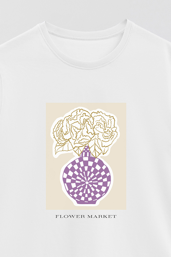 REMERA BASICA ESTAMPADA BOTANICAL PURPLE