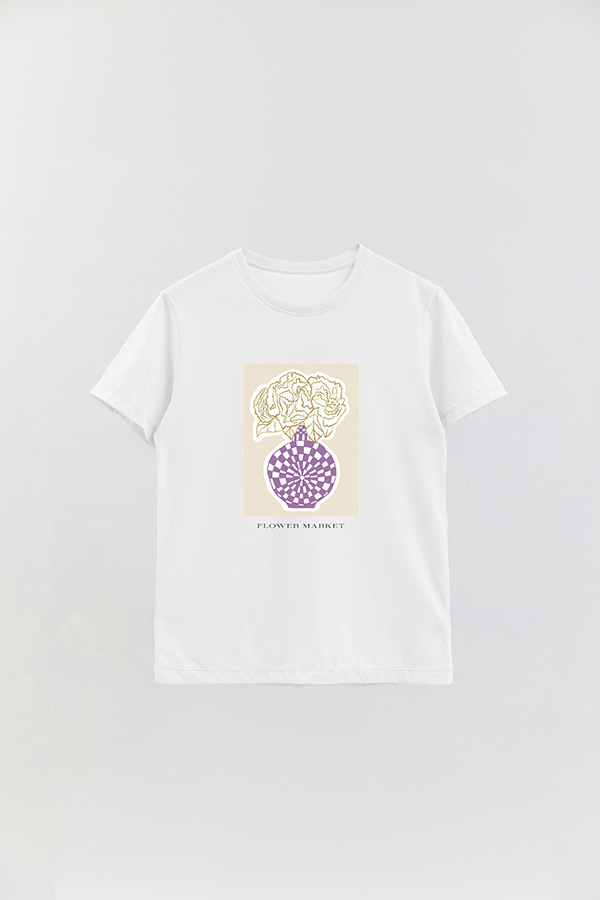 REMERA BASICA ESTAMPADA BOTANICAL PURPLE