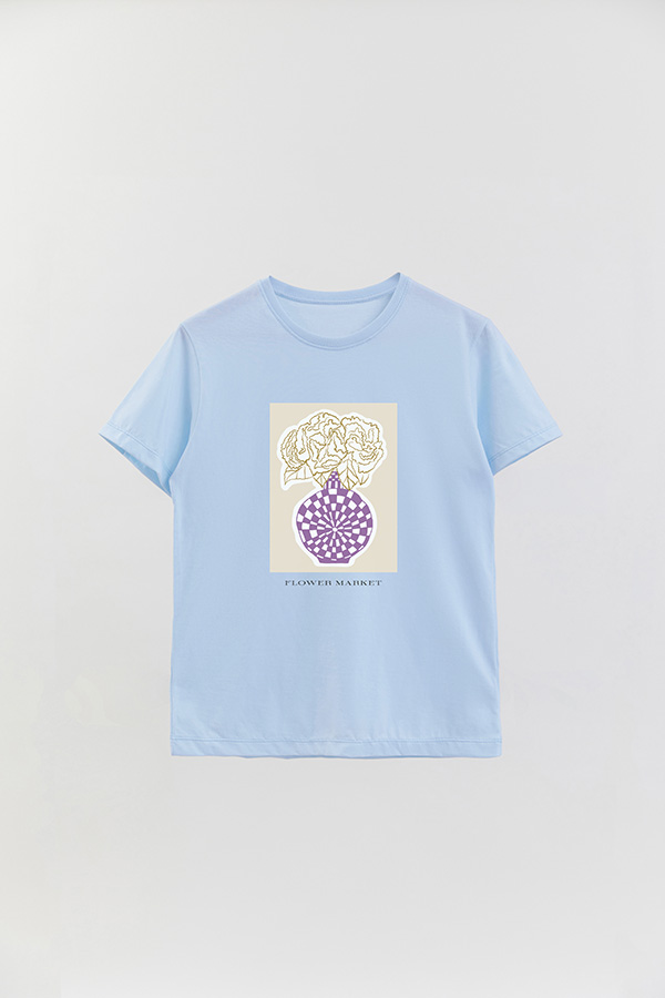 REMERA BASICA ESTAMPADA BOTANICAL PURPLE