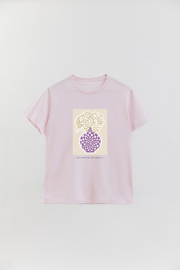 REMERA BASICA ESTAMPADA BOTANICAL PURPLE