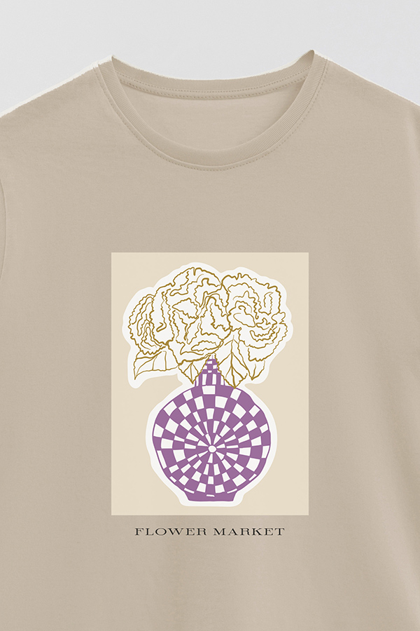 REMERA BASICA ESTAMPADA BOTANICAL PURPLE