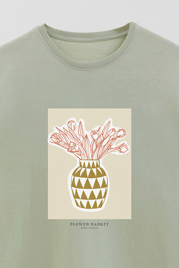 REMERA BASICA ESTAMPADA BOTANICAL MUSTARD 2