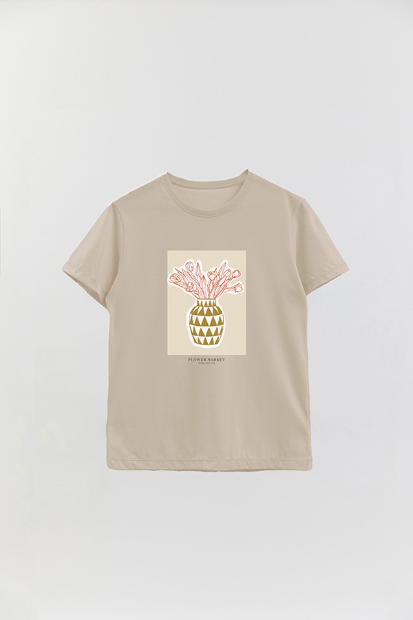 REMERA BASICA ESTAMPADA BOTANICAL MUSTARD 2