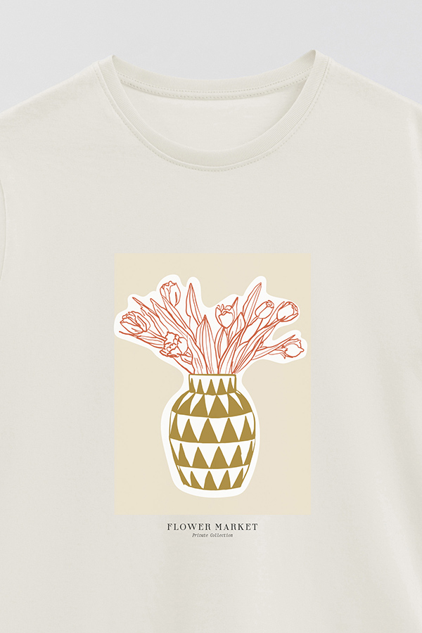 REMERA BASICA ESTAMPADA BOTANICAL MUSTARD 2