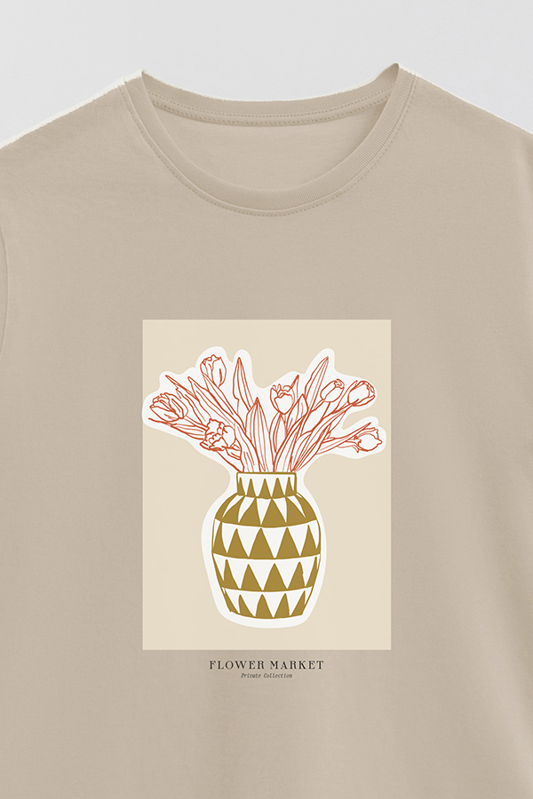 REMERA BASICA ESTAMPADA BOTANICAL MUSTARD 2
