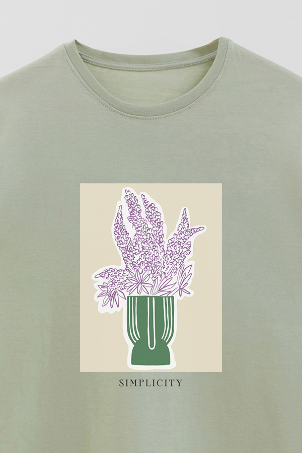 REMERA BASICA ESTAMPADA BOTANICAL GREEN 2