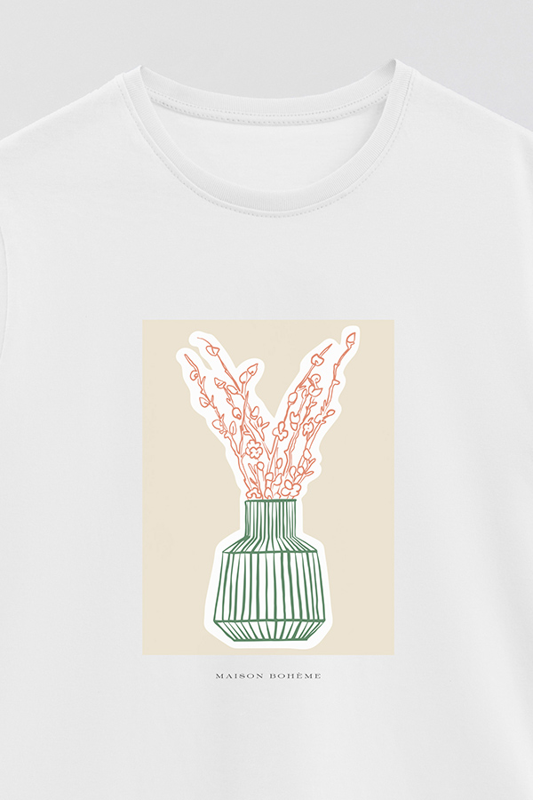 REMERA BASICA ESTAMPADA BOTANICAL GREEN