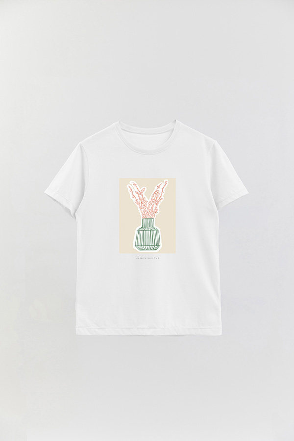 REMERA BASICA ESTAMPADA BOTANICAL GREEN