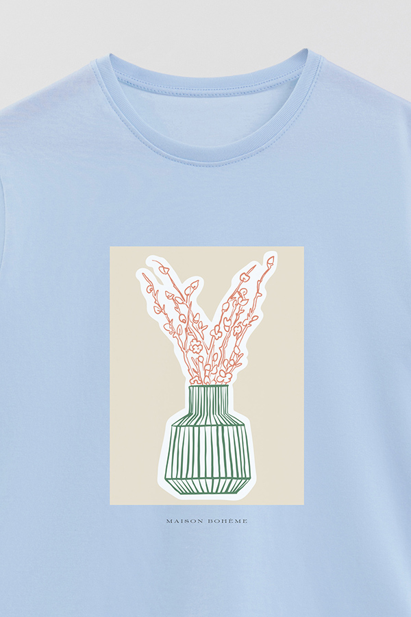 REMERA BASICA ESTAMPADA BOTANICAL GREEN