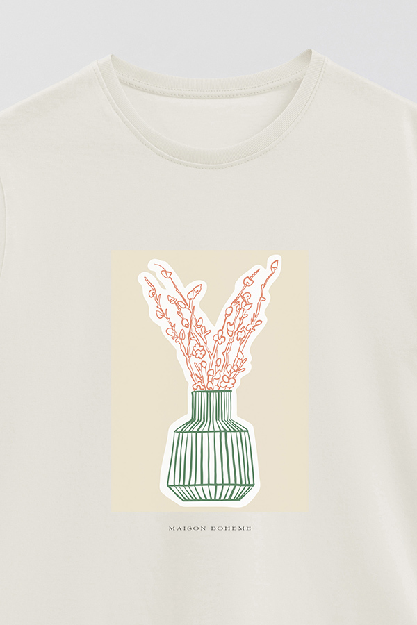 REMERA BASICA ESTAMPADA BOTANICAL GREEN