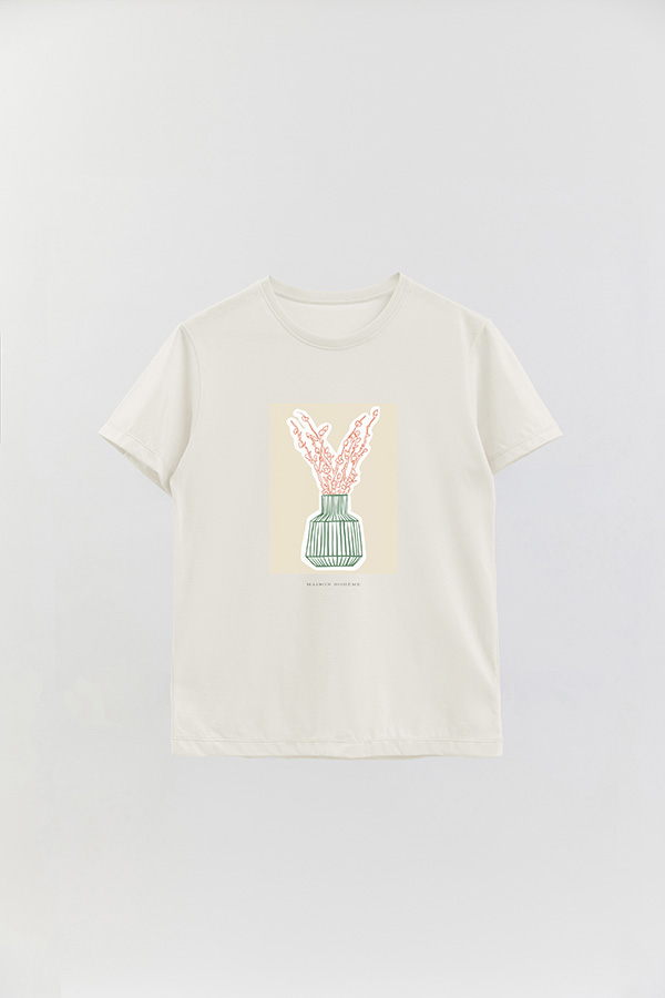 REMERA BASICA ESTAMPADA BOTANICAL GREEN