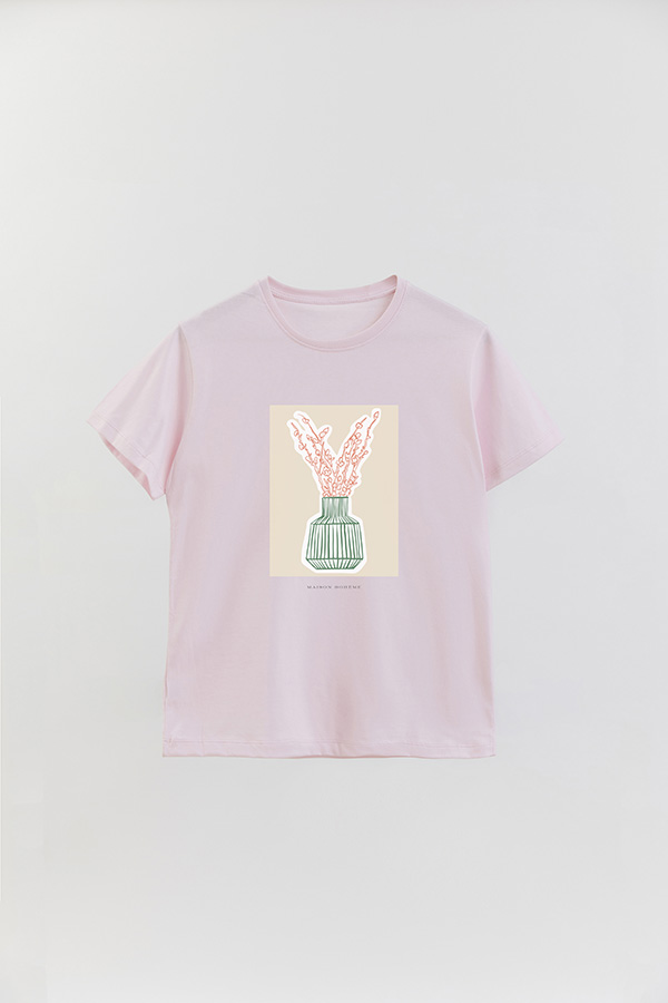 REMERA BASICA ESTAMPADA BOTANICAL GREEN