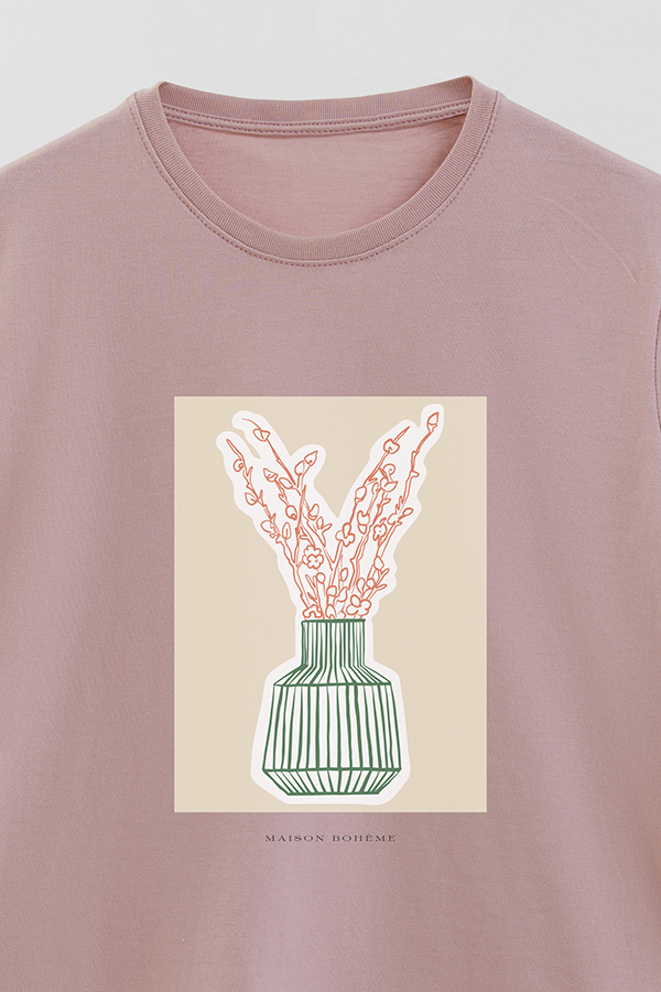 REMERA BASICA ESTAMPADA BOTANICAL GREEN