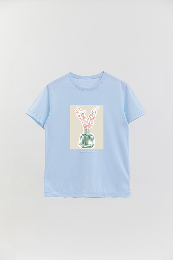 REMERA BASICA ESTAMPADA BOTANICAL GREEN