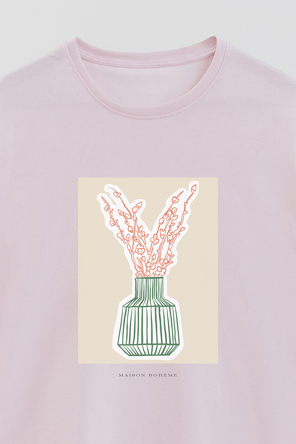 REMERA BASICA ESTAMPADA BOTANICAL GREEN