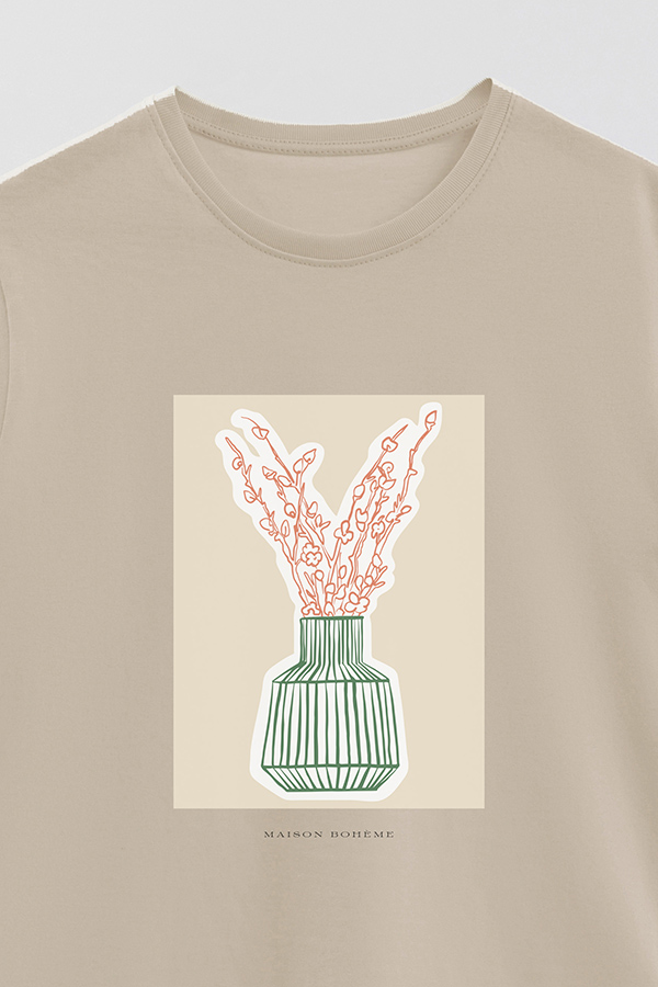 REMERA BASICA ESTAMPADA BOTANICAL GREEN