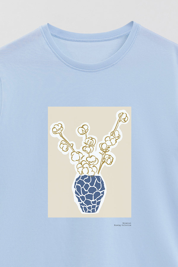 REMERA BASICA ESTAMPADA BOTANICAL BLUE 2