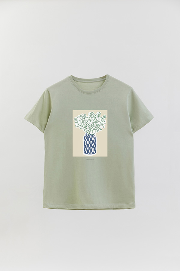 REMERA BASICA ESTAMPADA BOTANICAL BLUE