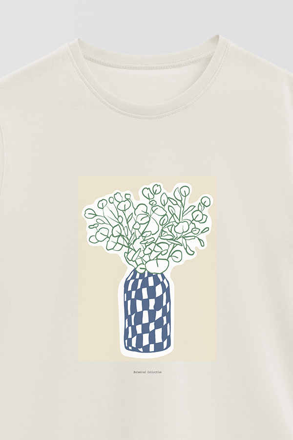 REMERA BASICA ESTAMPADA BOTANICAL BLUE