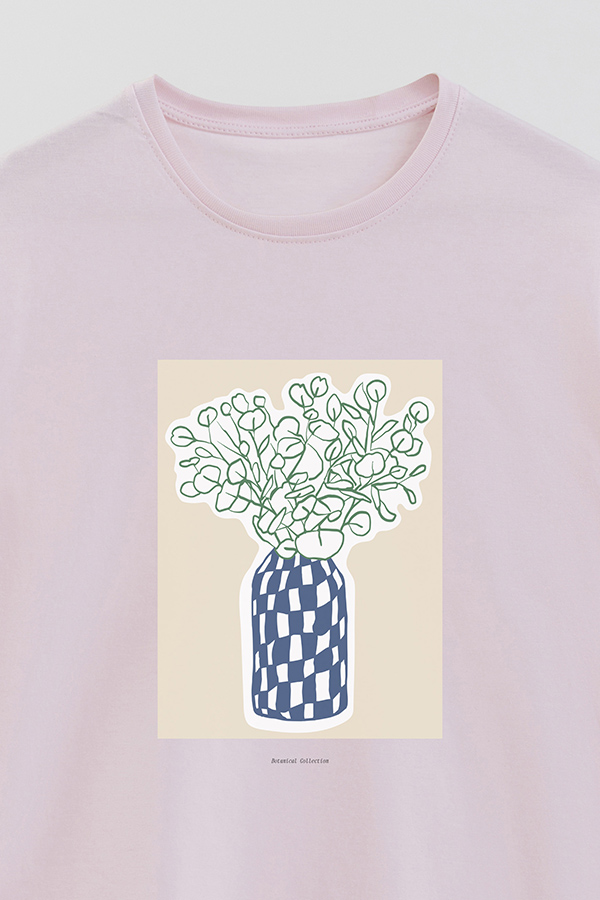 REMERA BASICA ESTAMPADA BOTANICAL BLUE