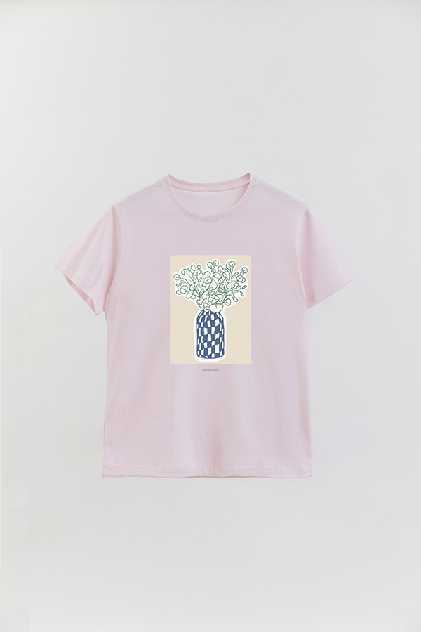 REMERA BASICA ESTAMPADA BOTANICAL BLUE