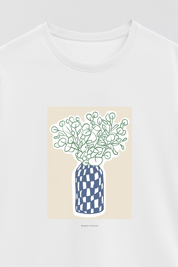 REMERA BASICA ESTAMPADA BOTANICAL BLUE