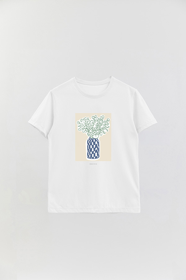 REMERA BASICA ESTAMPADA BOTANICAL BLUE