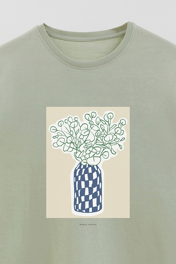 REMERA BASICA ESTAMPADA BOTANICAL BLUE