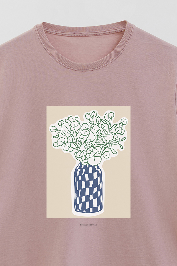 REMERA BASICA ESTAMPADA BOTANICAL BLUE