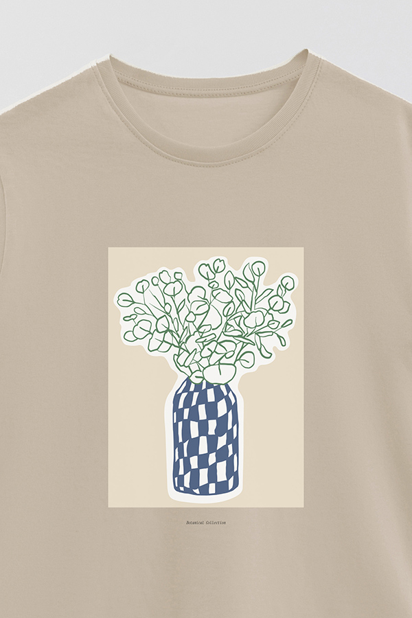 REMERA BASICA ESTAMPADA BOTANICAL BLUE