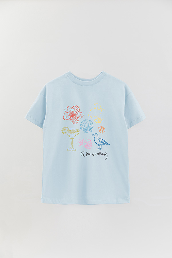 REMERA OVER ESTAMPADA SB THE SEA IS CALLING