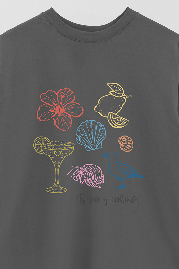 REMERA OVER ESTAMPADA SB THE SEA IS CALLING