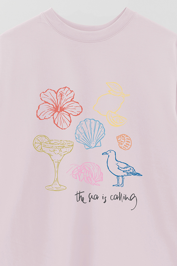 REMERA OVER ESTAMPADA SB THE SEA IS CALLING
