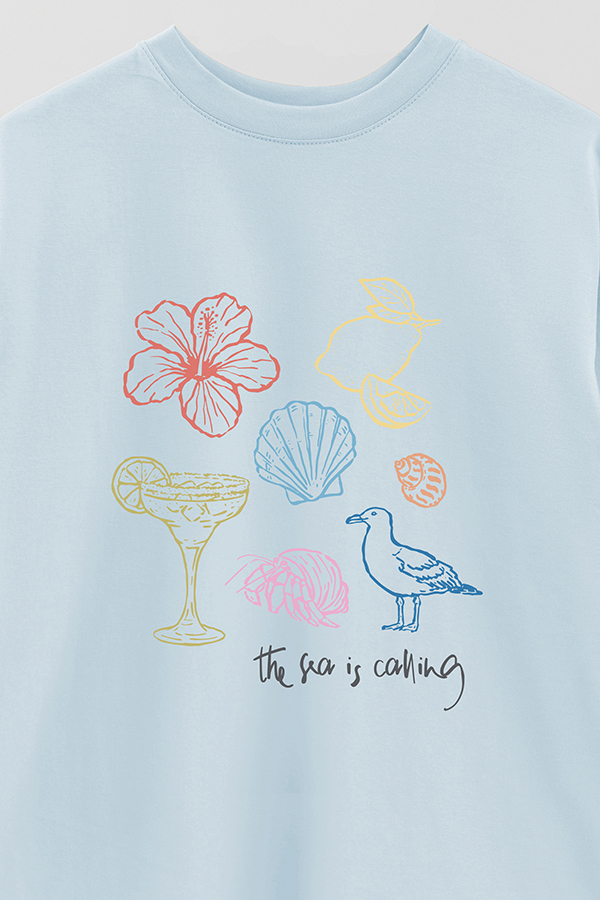 REMERA OVER ESTAMPADA SB THE SEA IS CALLING